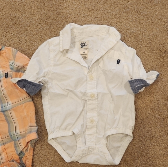 𝅺LOT of 2 Baby B'Gosh Oshkosh Boy's Collared Onesies, 3 months - Picture 4 of 9